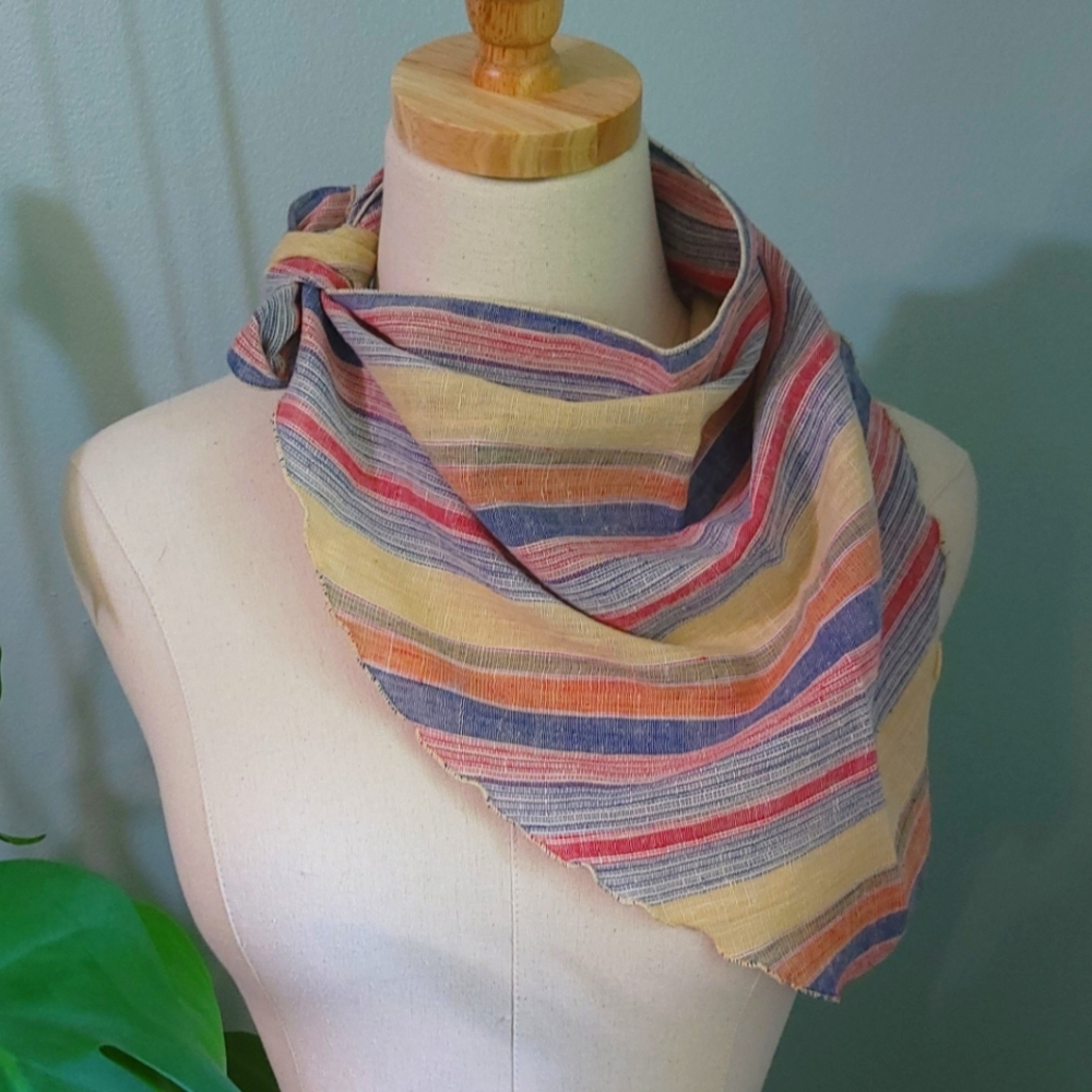 Vintage Scalloped Boho Scarf Handkerchief - Picture 3 of 7